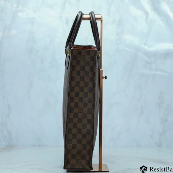LV Sac Plat tote bag in the Damier Ebène canvas and brown leather trim - Picture 2 of 16